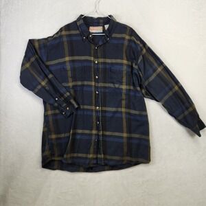 McGregor Classics Men's 2XL Plaid Long Sleeve Button Up Shirt Blue Gold